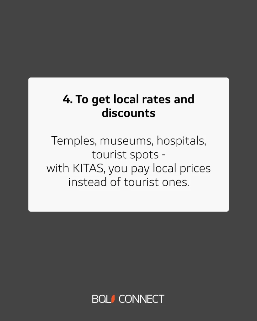 KITAS gives a local Rates and Discounts